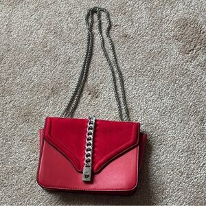 TOPSHOP Vibrant Red Crossbody Bag with Chain Strap